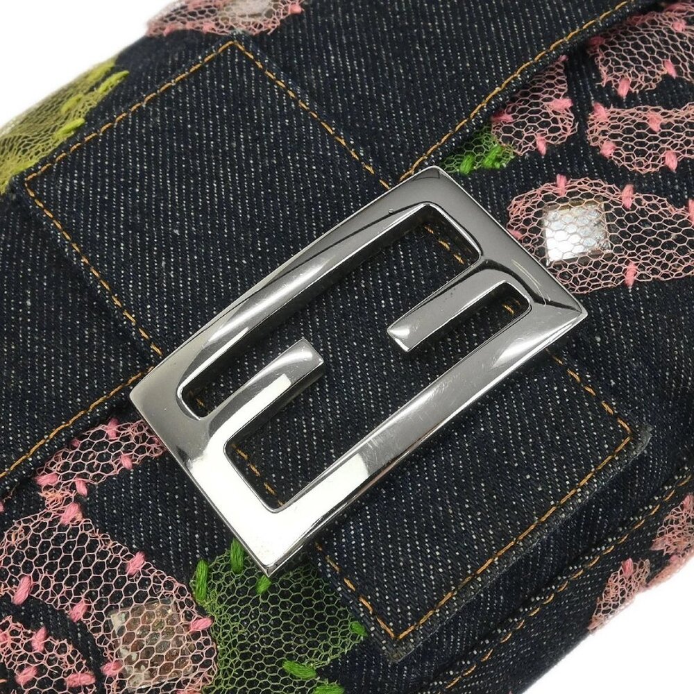 Fendi Navy Denim Floral Baguette Handbag 2376.26424.008 126054 - Picture 3 of 10